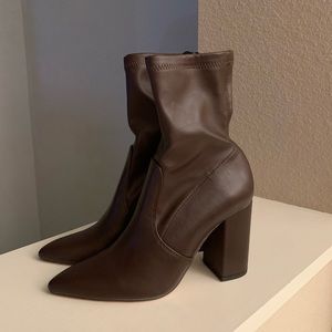 F21 Brown Faux Leather Boots